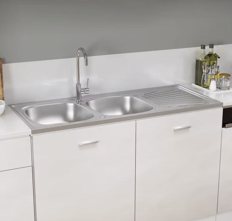 The Living Store Lavello da cucina a doppia vasca silver 1200x500x155 mm in acciaio inox