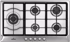 Piano cottura a gas da incasso Mondin Matera A0905VPGCX a 5 zone in acciaio inox silver, Larghezza: 90 cm