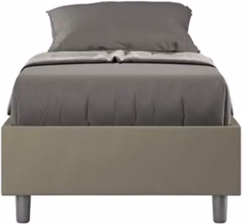 Letto singolo con rete imbottito 80x200 similpelle cappuccino Azelia