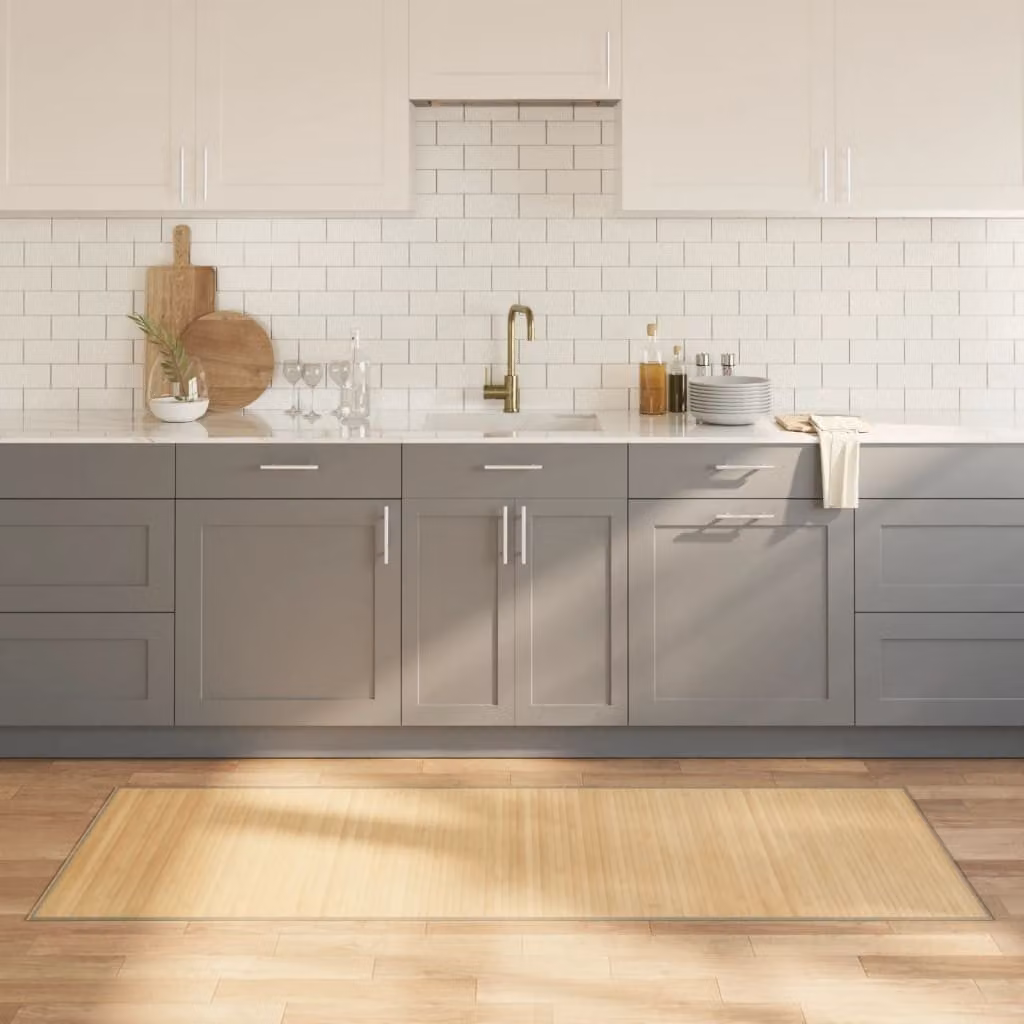 Tappeto rettangolare moderno vidaXL in bambù e polipropilene, colore beige, L 80 cm x P 200 cm