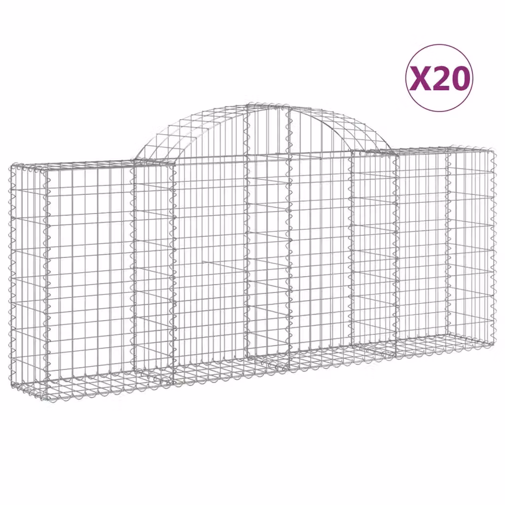 Set di 20 Cesti Gabbioni ad Arco Videx in Acciaio Zincato Argento L: 200 cm, P: 30 cm, H: 80/100 cm – 2