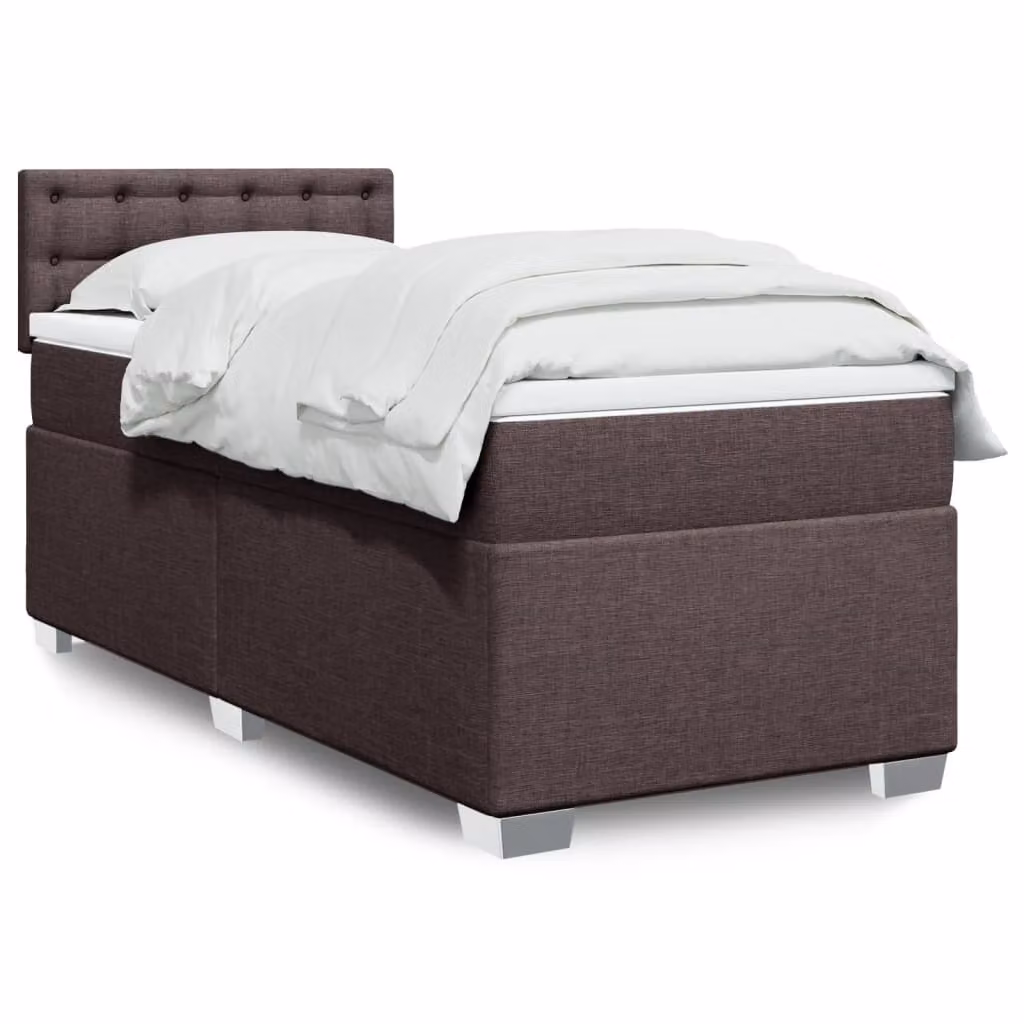 Maison Exclusive - Letto boxspring con materasso marrone scuro 80x200 cm tessuto