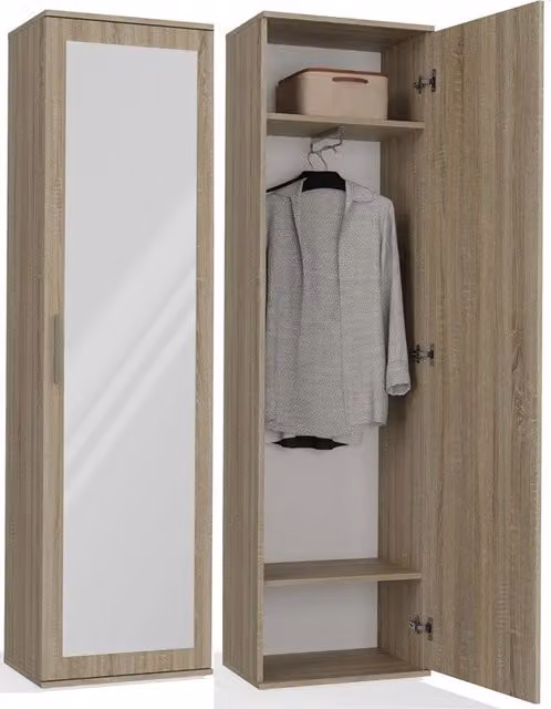 Armadio guardaroba DUO moderno in rovere sonoma con specchio, H: 180 cm, L: 120 cm, P: 50 cm – 1