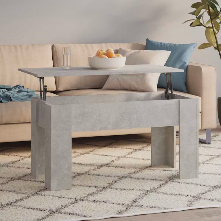 vidaXL Tavolino da Salotto Moderno Grigio con Meccanismo Sollevabile in Legno Composito L: 101 cm, P: 49 cm, H: 52 cm