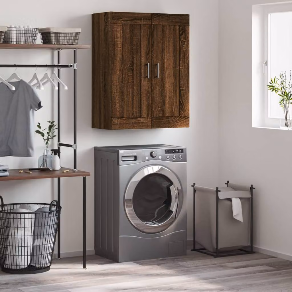 Mobile a parete vidaXL in legno Rovere Marrone, L: 69,5 cm, P: 34 cm, H: 90 cm
