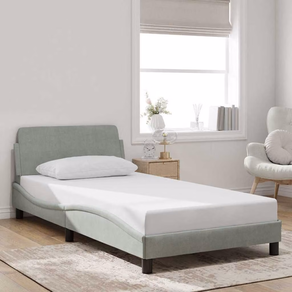 vidaXL Giroletto Dover Grigio Chiaro in Velluto L: 105 cm, P: 218 cm, H: 74,5 cm