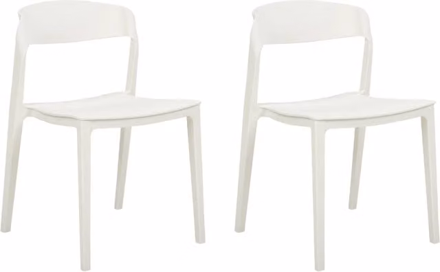 Set di 2 sedie da pranzo bianche impilabili con gambe senza braccioli Sedie da conferenza in plastica Design moderno contemporaneo Sedute per la sala da pranzo