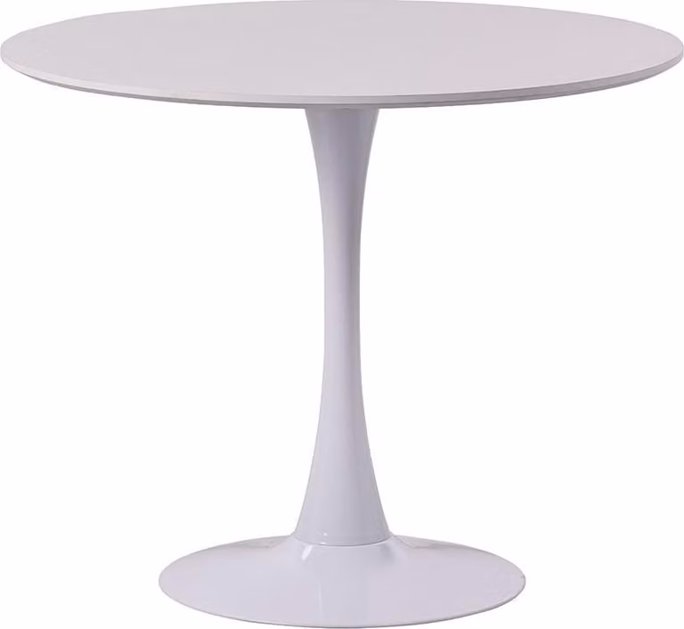 Tavolo rotondo Ø90 cm con piano in legno e struttura centrale in metallo - moderno, elegante e versatile per cucina, soggiorno e ufficio - ORLANDO - Bianco