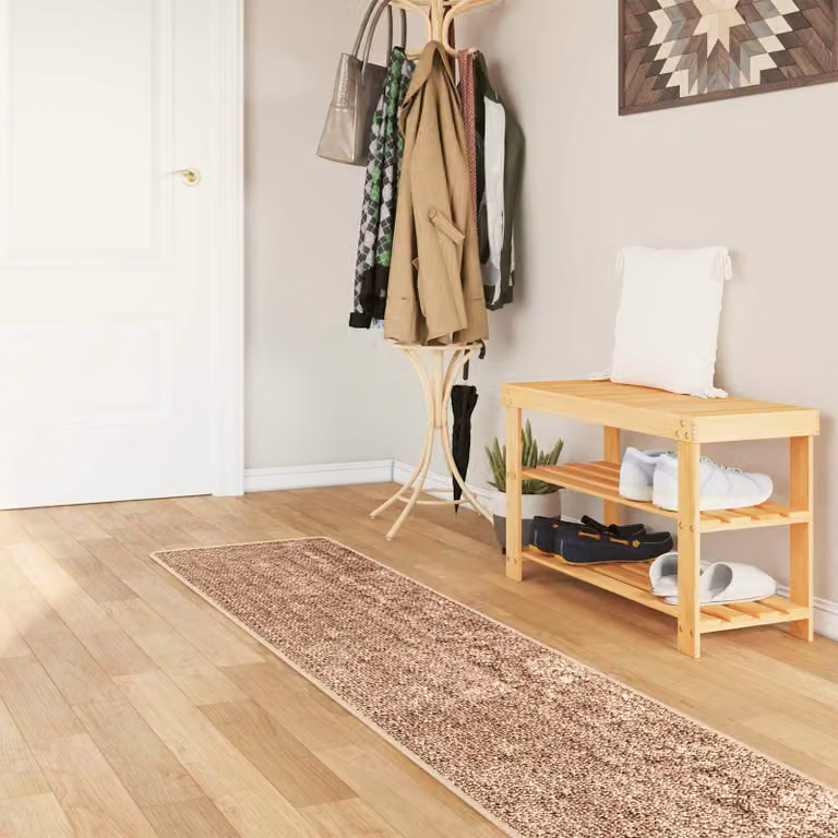 Tappeto Runner vidaXL MARSA Marrone Moderno in Poliestere, Lavabile e Antiscivolo, L 50 x P 300 cm