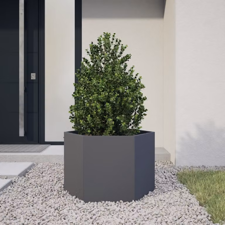 Fioriera da giardino esagonale vidaXL in acciaio color antracite L: 69 cm, P: 60 cm, H: 45 cm