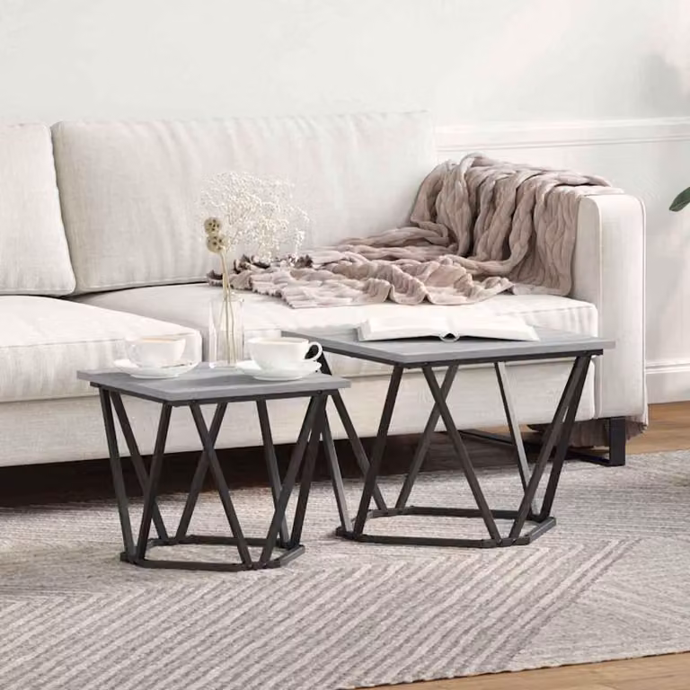 Maison Exclusive - Set di due tavolini laterali. Grigio Sonoma. Dimensioni: 50 x 50 x 40 cm