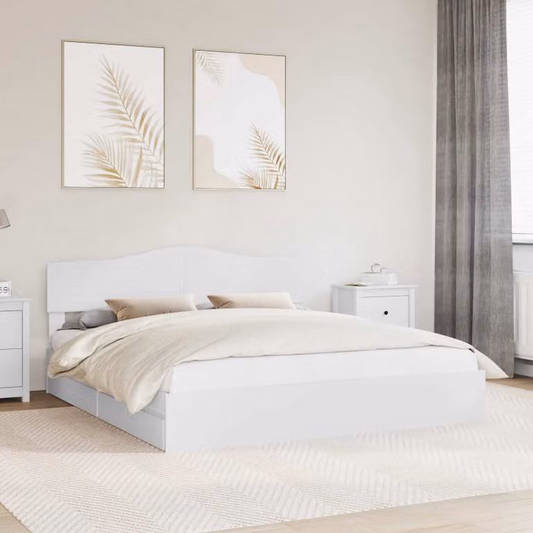 Letto con contenitore vidaXL in legno ingegnerizzato bianco, L/P/H: 180 x 200 x 90 cm
