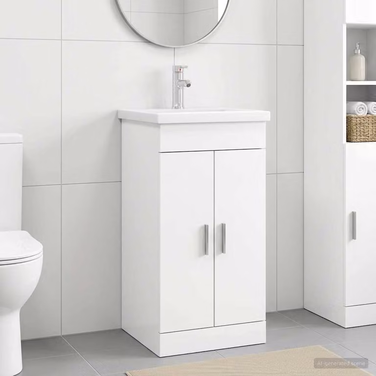 Mobile da bagno con lavabo vidaXL Bianco Moderno L: 42 cm, P: 40 cm, H: 84,5 cm