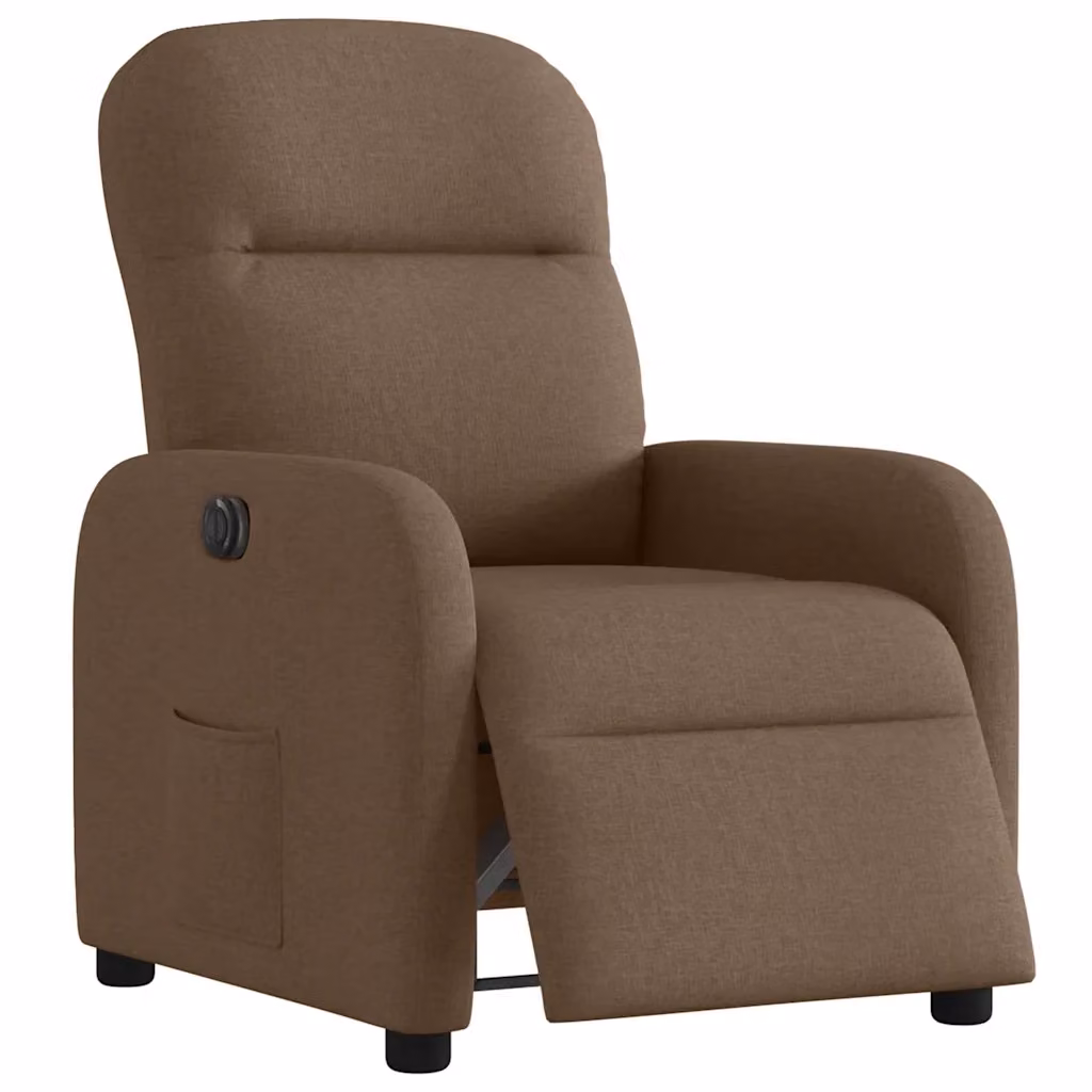 Poltrona Reclinabile Elettrica vidaXL in Tessuto Marrone con Braccioli e Funzione Auto-Return – 2