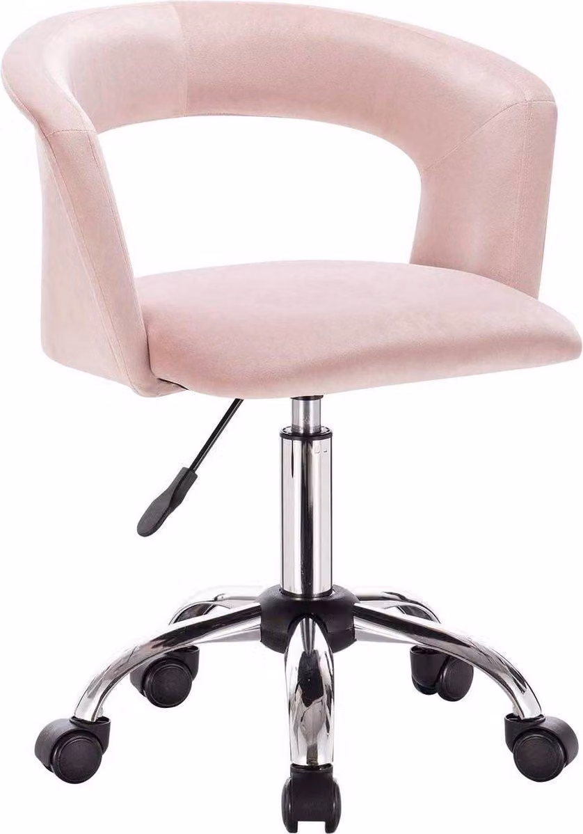 Sedia ergonomica per ufficio - Velluto rosa - Su rotelle - Regolabile in altezza - Per adulti - Confortevole ed elegante