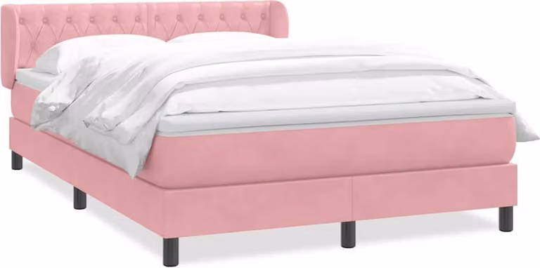 Giroletto a Molle con Materasso Rosa 160x210 cm in Velluto