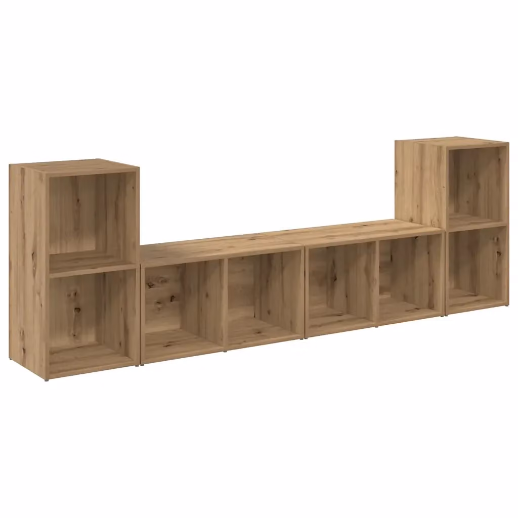 Set di 4 mobili TV moderni vidaXL in legno color rovere marrone, L/P/H: 37 x 35 x 72 cm