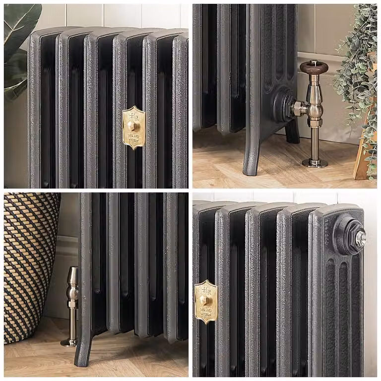 Radiatore in Ghisa - 4 Colonne - 660mm Altezza - Argento Antico - Scelta di Dimensioni - Isabel