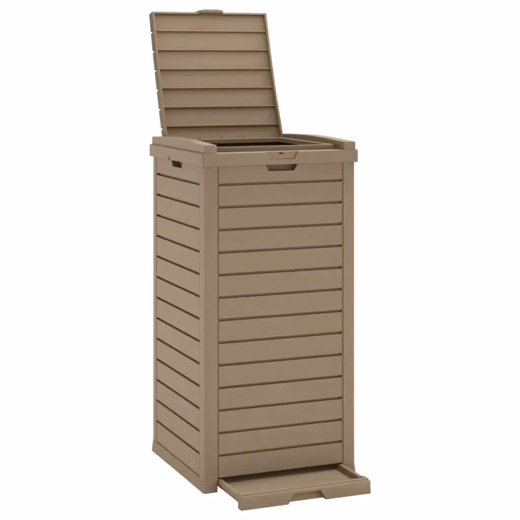 Cestino per rifiuti da esterno vidaXL marrone con pedale in plastica L/P/H: 41 x 41 x 86 cm – 2