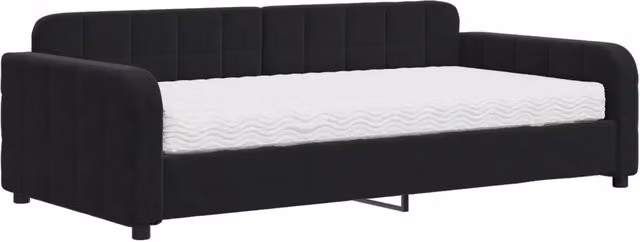 Divano letto | Sof¨¤ letto | Letto singolo con Materasso Nero 100x200 cm in Velluto