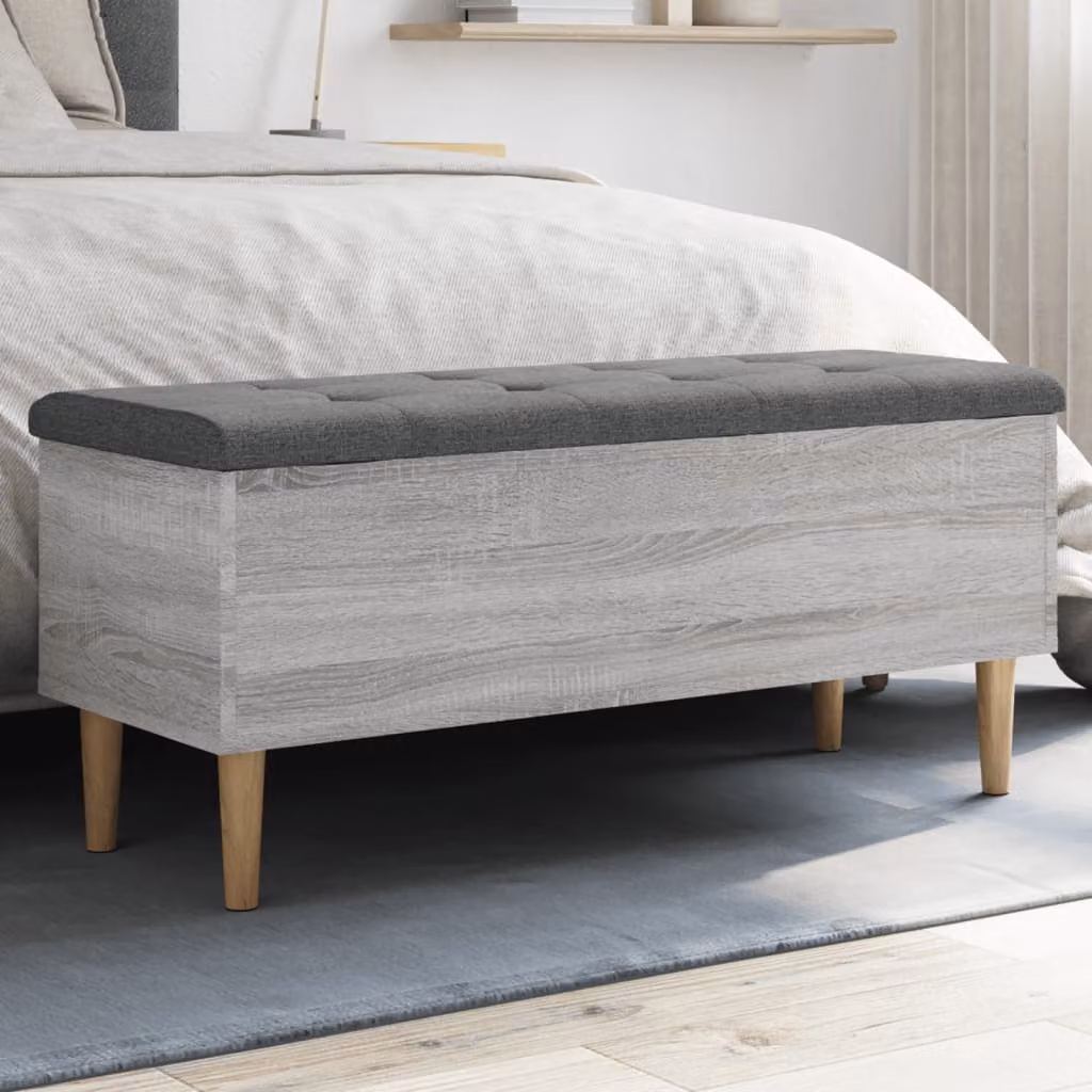 Panca portaoggetti moderna vidaXL in legno grigio L: 102 cm, P: 42 cm, H: 46 cm