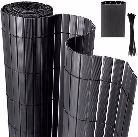 Recinzione da giardino in PVC da 3 m – Recinzione da giardino e da balcone a forma di W – Resistente al vento e alle intemperie, resistente ai raggi UV – Per giardino e terrazza – Antracite