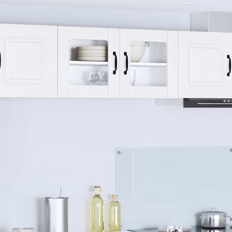 Mobile da parete LUCCA vidaXL Bianco con ante in vetro e ripiani interni L 80 x P 31 x H 40 cm