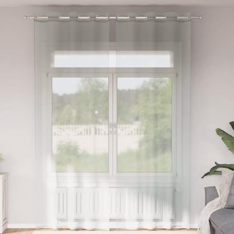 Set di 2 tende in voile semi-trasparenti vidaXL con occhielli, colore grigio, L: 140 cm, H: 260 cm