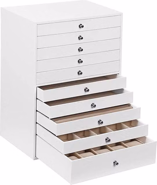 Scatola di Viaggio per Donne / Scatola per Orecchini e Anelli - Organizzatore Portatile per Collane, Orecchini e Anelli - Scatola per Magazzino di Gioielli con Cassetti