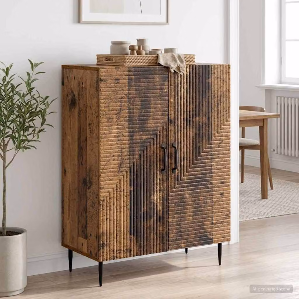 Credenza moderna vidaXL in legno e metallo color marrone, L 66 cm x P 34,5 cm x H 89,5 cm