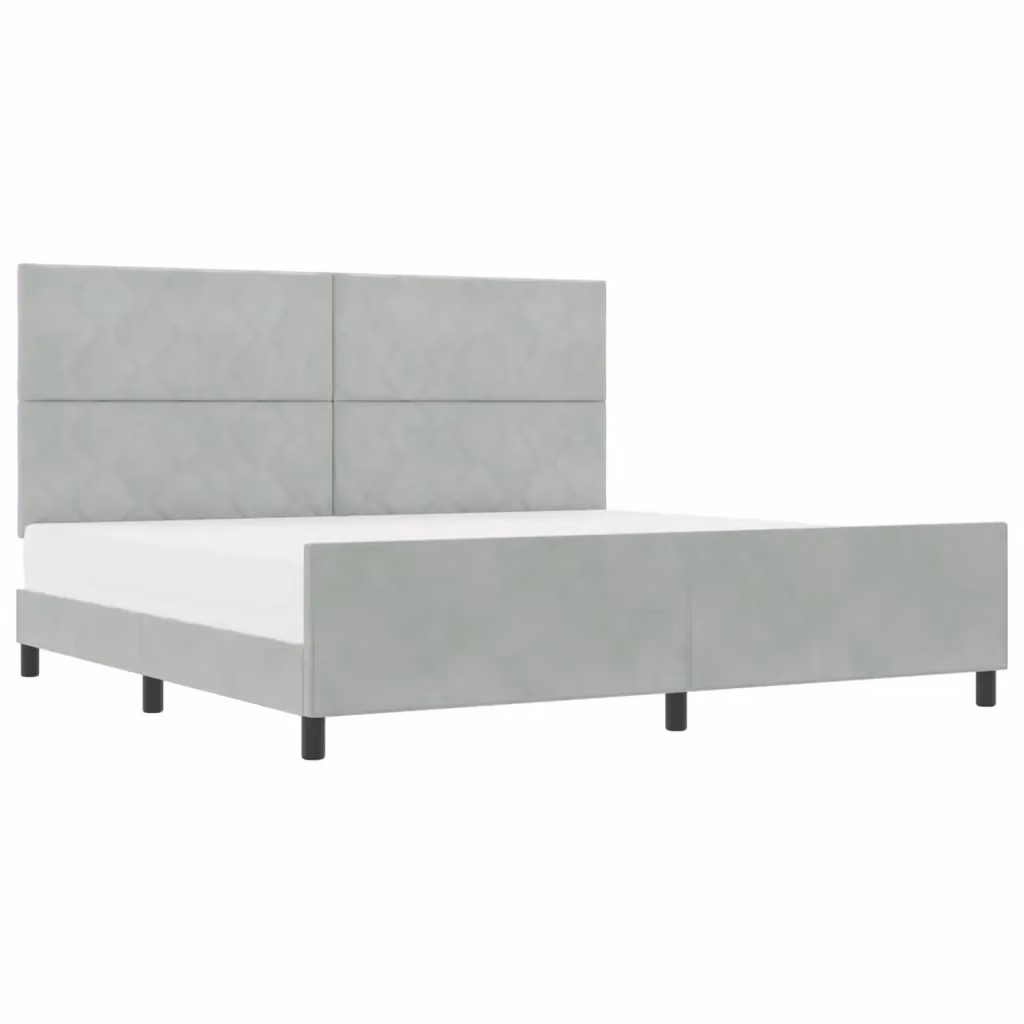 Letto a molle con testiera in velluto grigio vidaXL L/P/H: 200 x 200 x 128 cm – 2