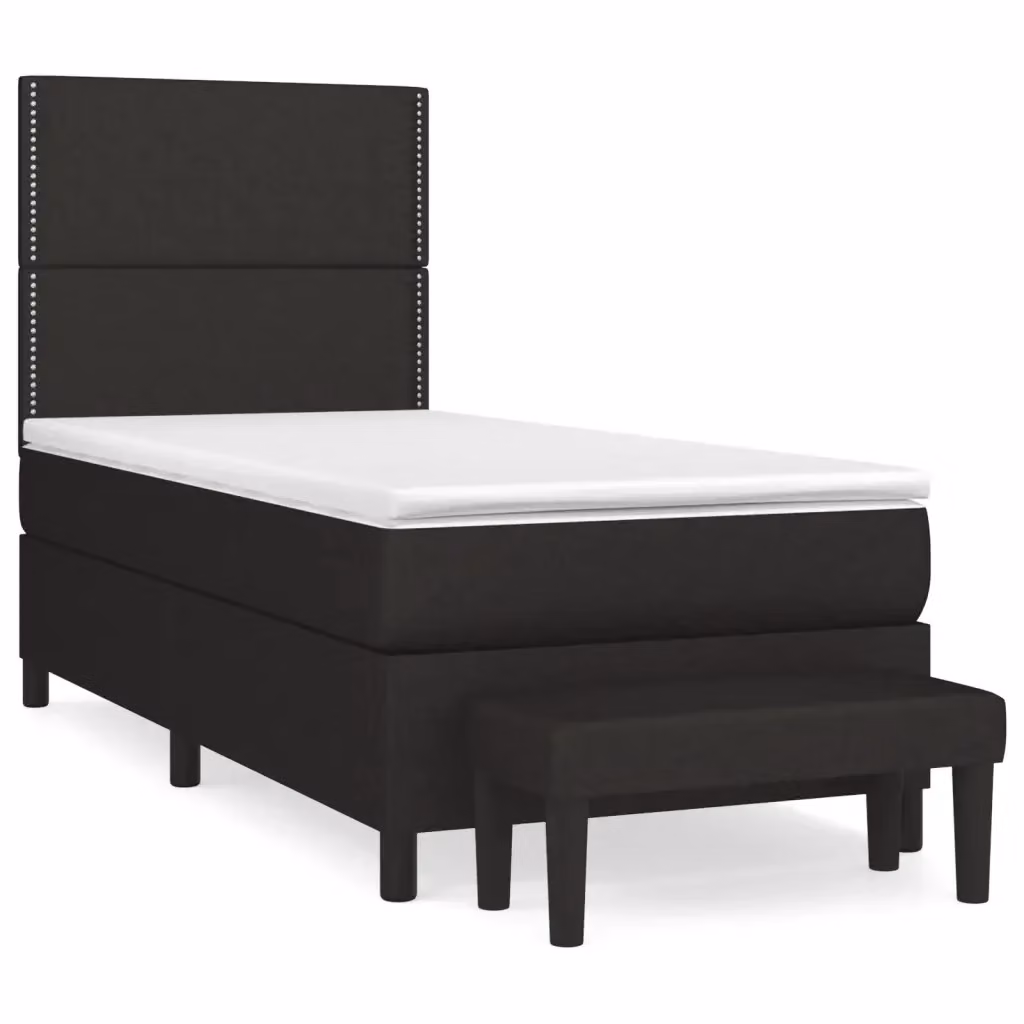 Letto Ibrido vidaXL con Giroletto a Molle e Materasso in Tessuto Nero e Bianco L/P/H: 90 x 200 x 203 cm – 2