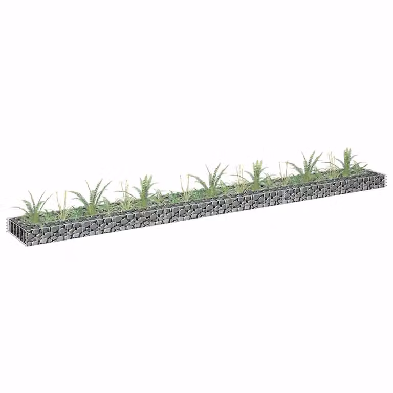 vidaXL Letto Rialzato a Gabbione in Acciaio Zincato Grigio L: 270 cm, P: 30 cm, H: 10 cm