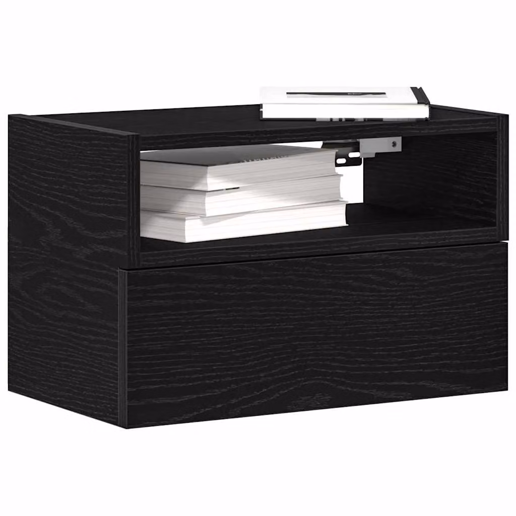 Set di 2 comodini da parete vidaXL in stile moderno, colore nero opaco, L 45 cm x P 26 cm x H 28,5 cm