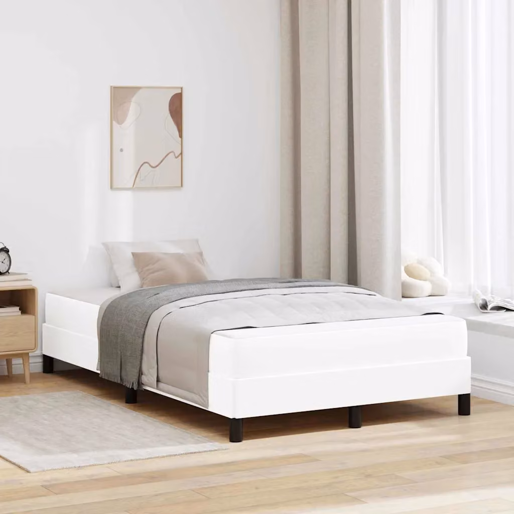 Struttura letto moderna vidaXL in legno e tessuto bianco L: 120 cm, P: 200 cm, H: 193 cm