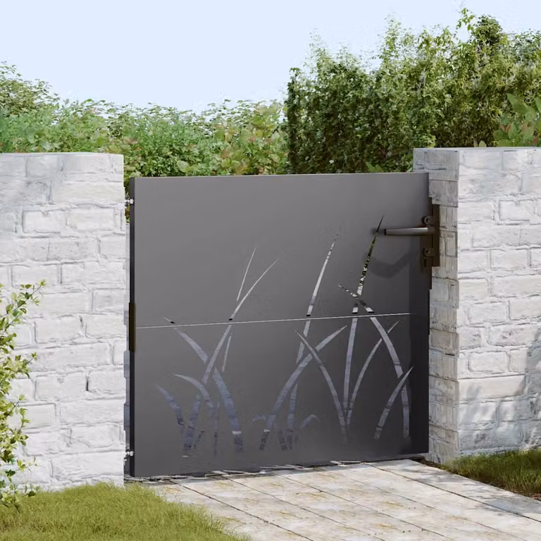 Cancello da giardino singolo vidaXL in acciaio nero con blocco L: 85 cm, H: 100 cm