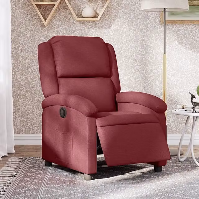 Poltrona elettrica reclinabile relax vidaXL in tessuto rosso con braccioli