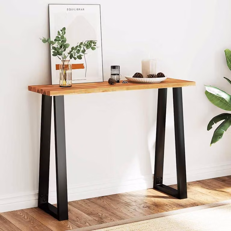 vidaXL Tavolo Consolle in Legno Massello di Acacia con Bordi Vivi, Marrone, L 110 cm x P 35 cm x H 80 cm
