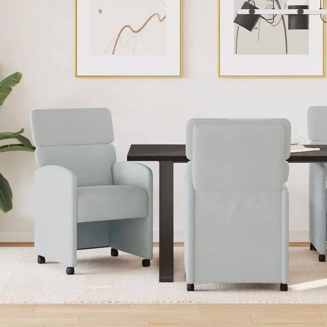 Set di 2 sedie da pranzo vidaXL in velluto grigio con ruote e braccioli per ufficio o cucina