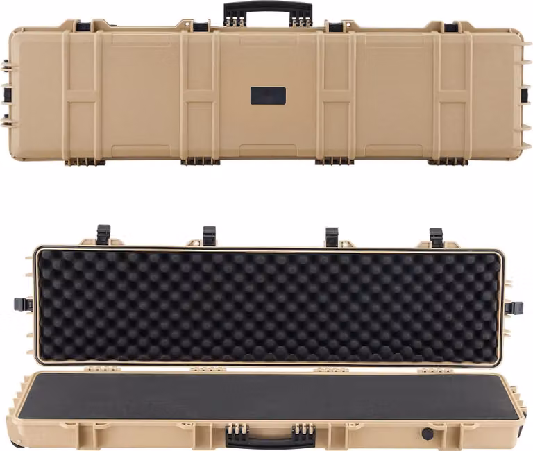 Custodia per armi lunghe - Custodia rigida per armi - Con ruote - Chiusura a chiave - Impermeabile IP67 - Schiuma pretagliata - Dimensioni 138 x 38,5 x 16,5 cm - Khaki