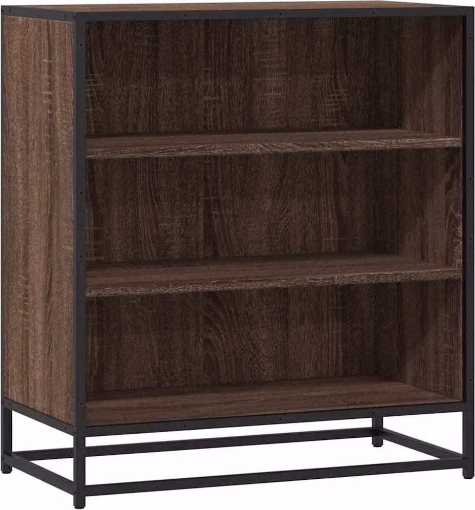 Credenza Rovere Marrone 68x35x76 cm in Truciolato e Metallo