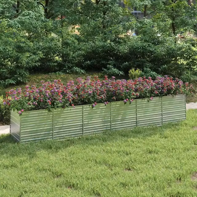 Letto rialzato da giardino in acciaio zincato argento L: 480 cm, P: 80 cm, H: 77 cm