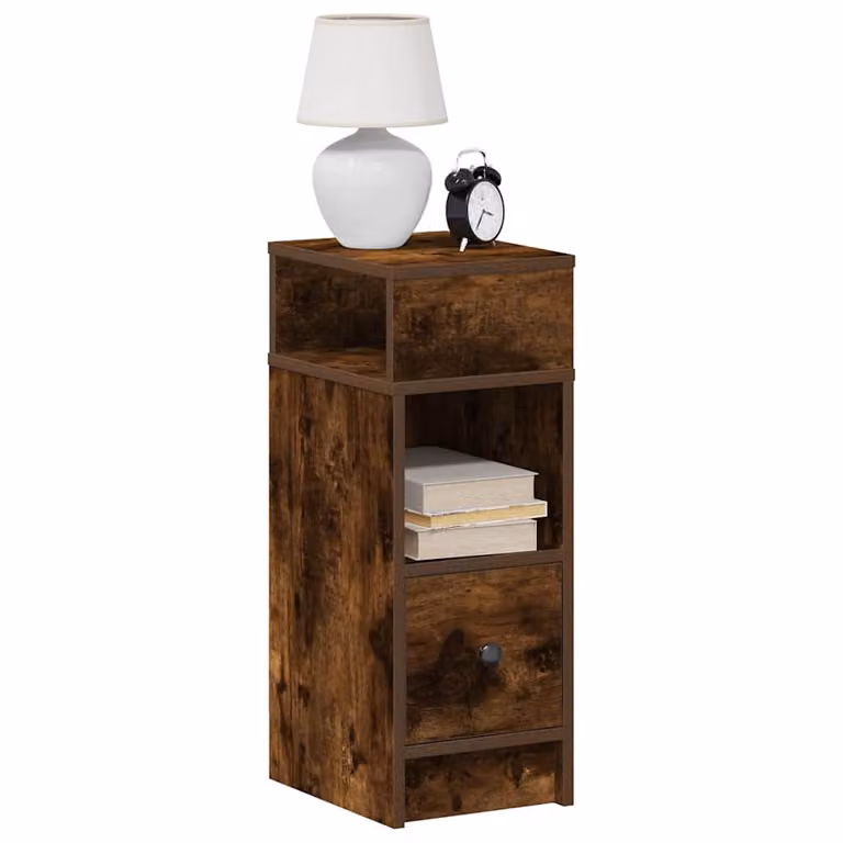 Comodino con Cassetto vidaXL in Rovere Fumo, Design Moderno e Appeso a Parete, Marrone, L 25 cm x P 31 cm x H 66 cm