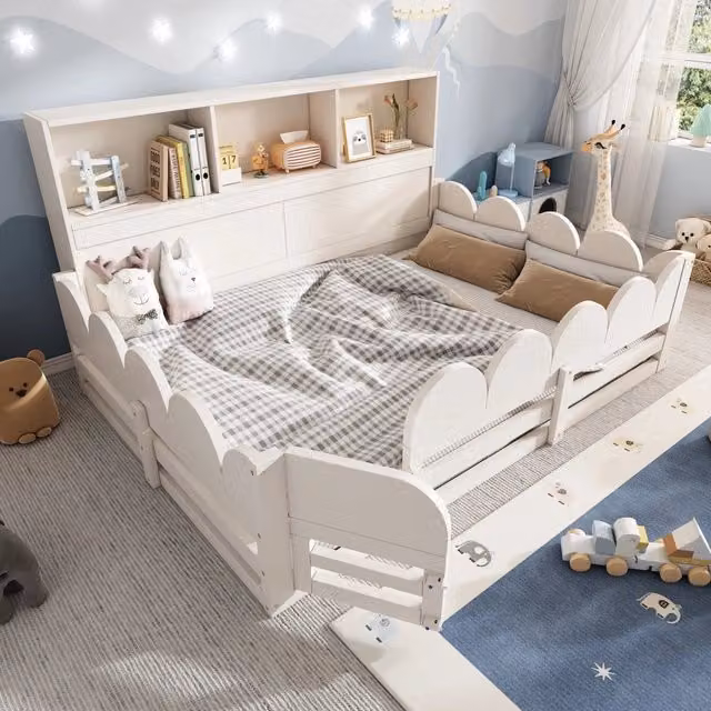 letto basso in legno bianco 140 x 190 cm