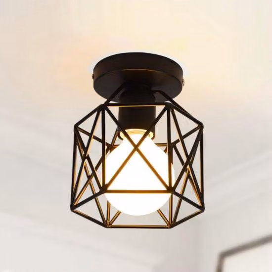 Lampada alogena a LED in stile retrò, nera, per ristoranti