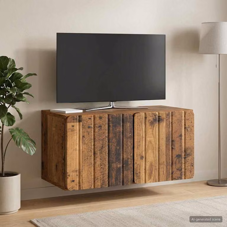 vidaXL Mobile Porta TV da Muro Moderno in Legno MDF Colore Marrone L: 59,5 cm, P: 31 cm, H: 30 cm