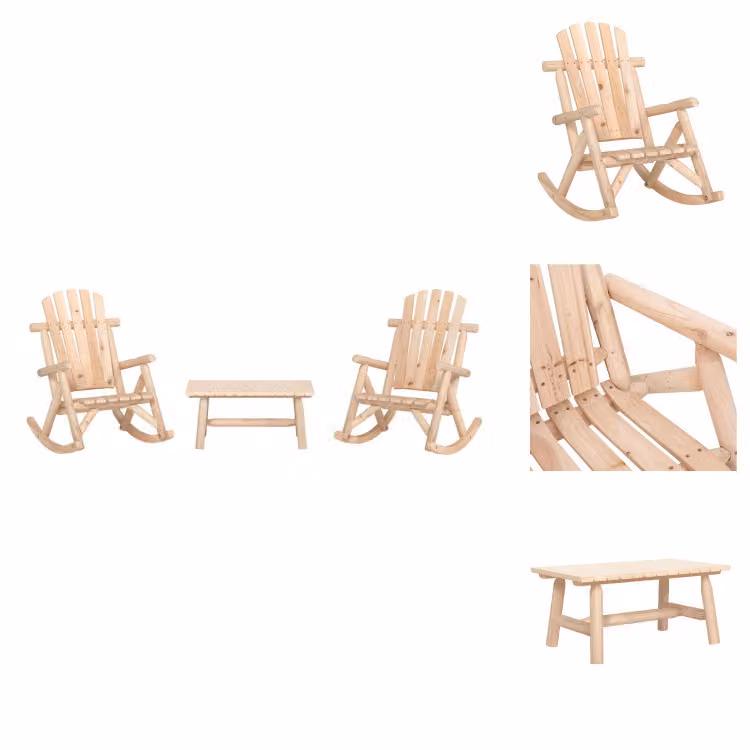 vidaXL Set di 3 pezzi per salotto da giardino in legno massiccio di abete rosso - Set di mobili da giardino