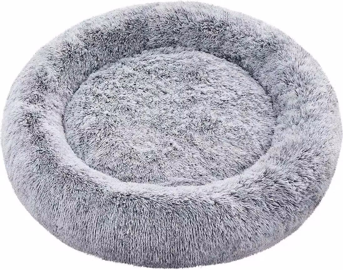 In And OutdoorMatch Cuscino per cani Sabina - Pluche - Grigio - Cestino per cani 100x20cm - Morbido - Cuscino ortopedico per cani