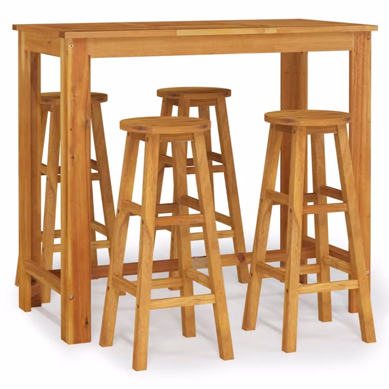 Set da Bar da Giardino 5 pz in Legno Massello di Acacia