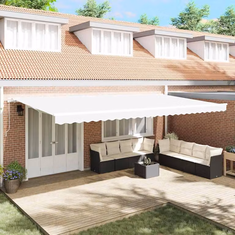 Maison Exclusive - Telo di ricambio per tenda da sole, dimensioni 6x3,5 m, colore bianco, materiale: poliestere